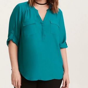Torrid Teal Pullover Blouse 4X